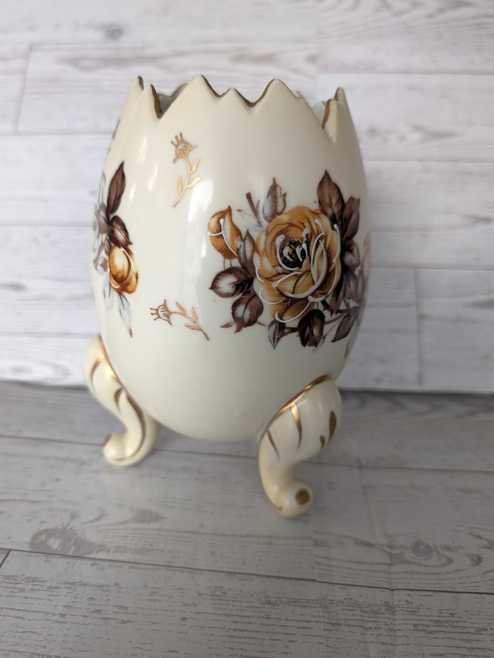 Vintage Napcoware 3Footed Cracked Egg Vase Planter Large 3H3199/L